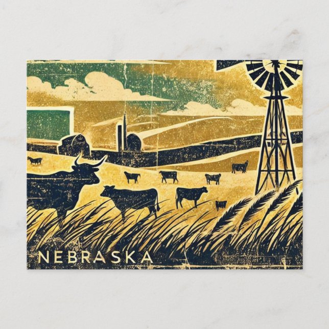 Carte Postale Grunge en détresse Nebraska (Devant)