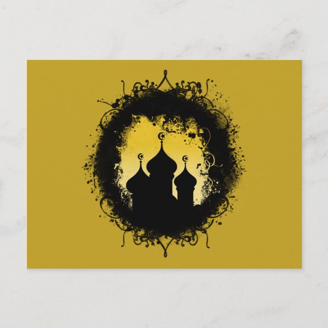 Carte Postale Grunge-Goth Gold and Black Ramadan Mosque (Devant)