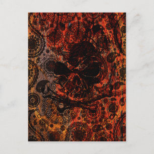 Carte Postale Grunge Paisley et Fire Skull and Crossbones