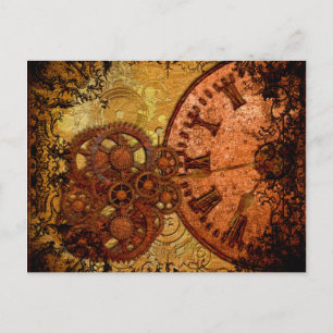 Carte Postale Grunge Steampunk Équipement et horloge