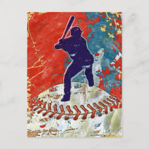 Carte Postale Grunge Style Baseball Design