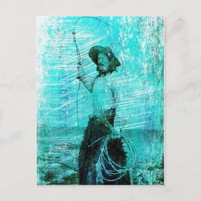Carte postale grunge vintage cow-boy (Devant)