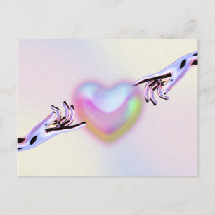 Carte Postale Grunge y2k coeur avec deux mains la Saint-Valentin