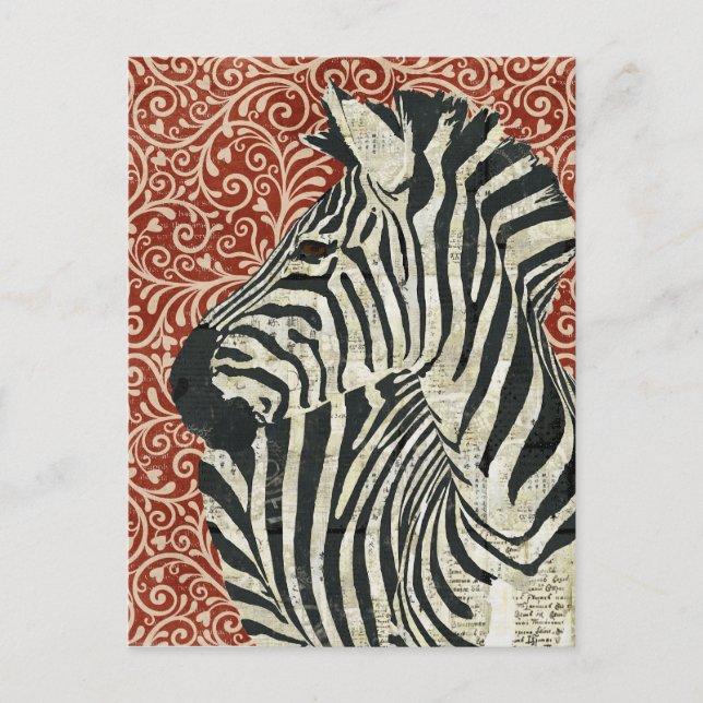 Carte postale Grunge Zebra Damask (Devant)