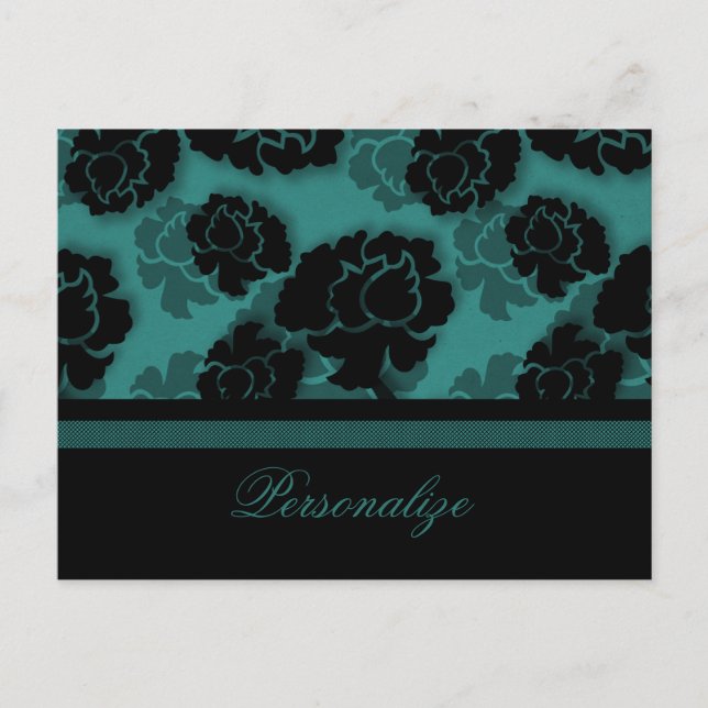 Carte postale Grungy Floral Decadadence, Turquoise (Devant)