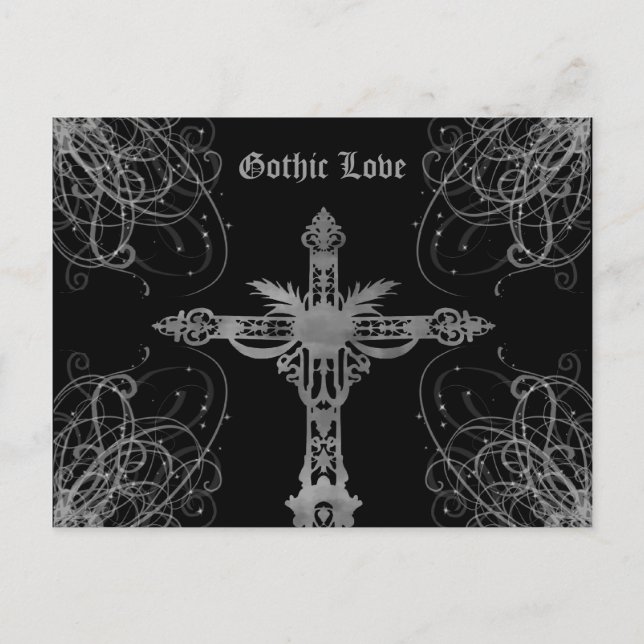 Carte Postale Grungy gris croix Gothique Amour (Devant)