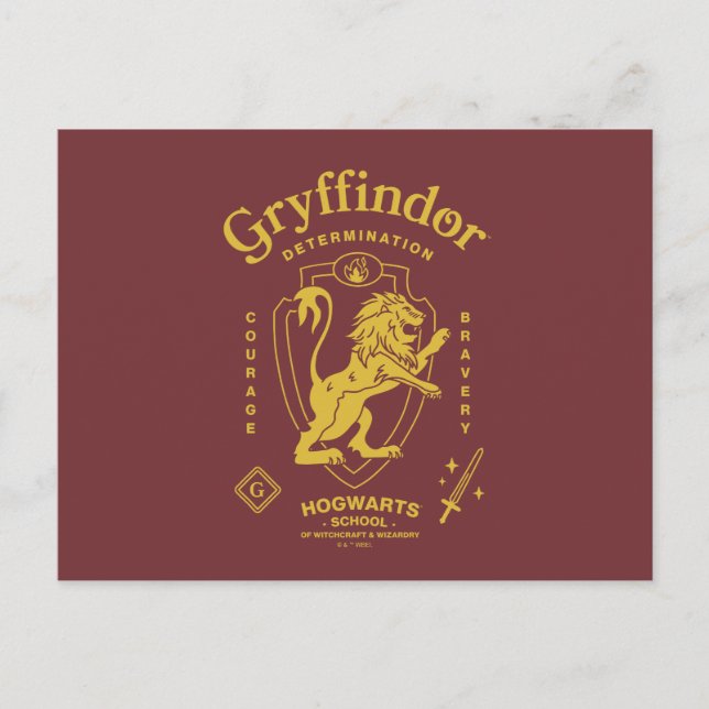 Carte Postale GRYFFINDOR™ Détermination Courage Bravoure Armoiri (Devant)