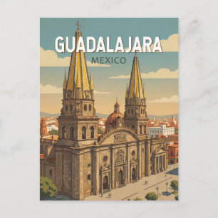 Carte Postale Guadalajara Mexique Illustration Voyage Art Vintag