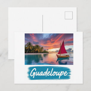 Carte Postale Guadeloupe Coucher de Soleil Île Tropicale Voilier