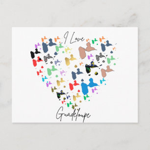 Carte postale Guadeloupe – Motif coeur multicolore