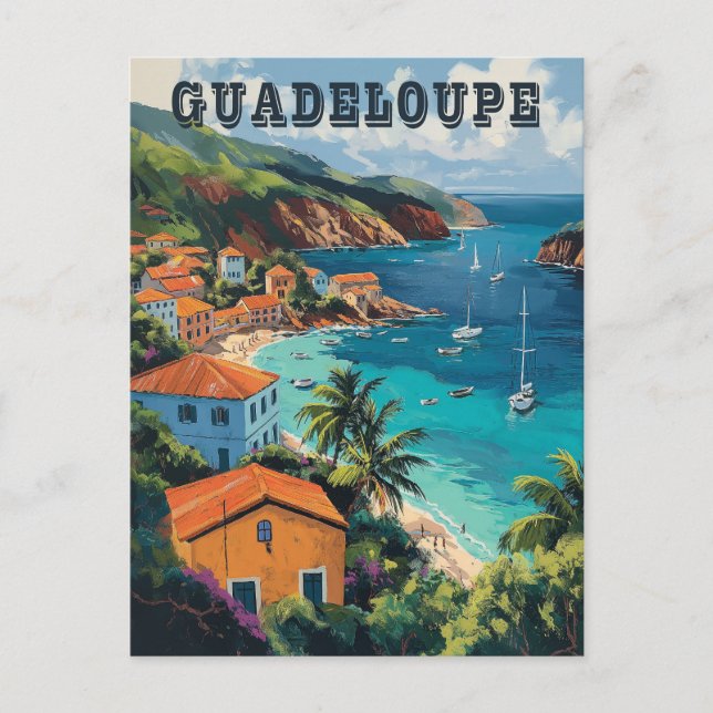 Carte Postale Guadeloupe Sérène Aquarelle Île  (Devant)