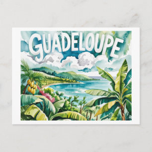 Carte Postale Guadeloupe Tropicale Paysage Caraïbes Aquarelle