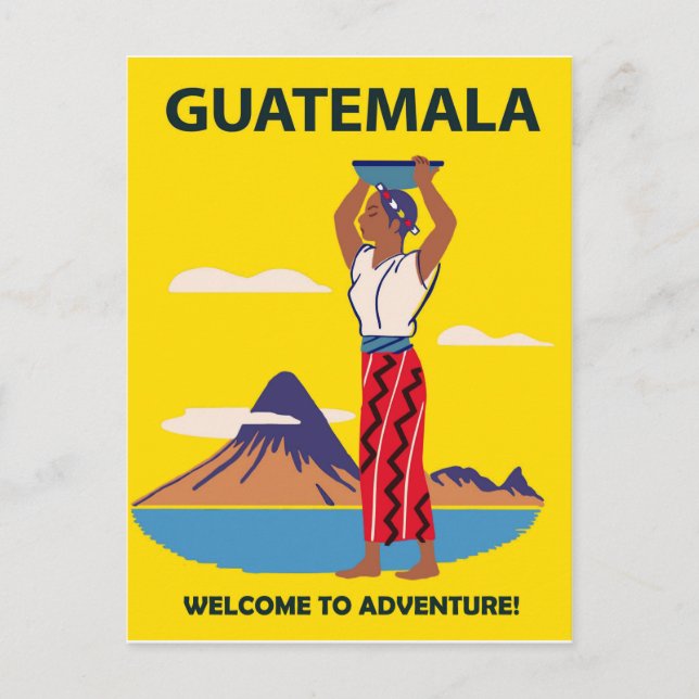 Carte Postale Guatemala, femme en costume folklorique avec assie (Devant)