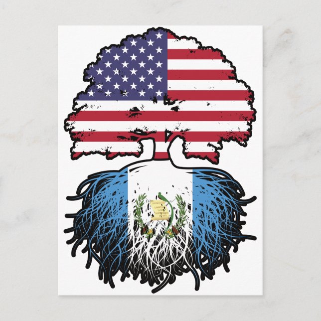 Carte Postale Guatémaltèque-États-Unis Drapeau des racines d'arb (Devant)