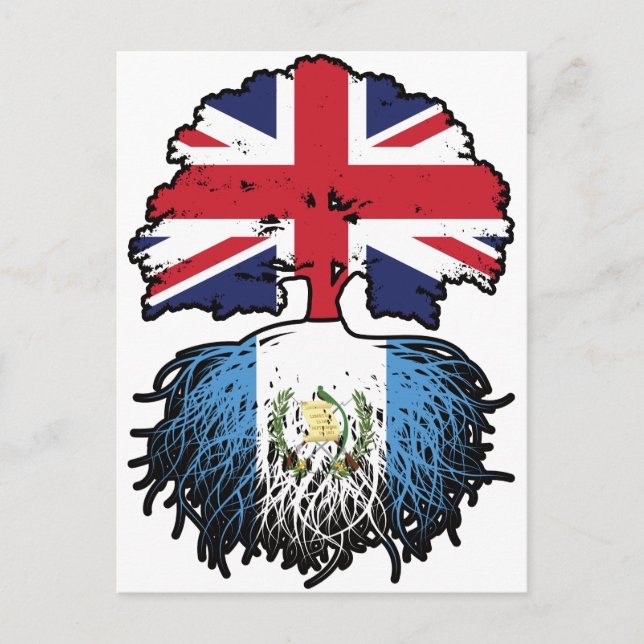 Carte Postale Guatémaltèque Royaume-Uni Drapeau des racines d'ar (Devant)
