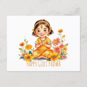 Carte Postale Gudi Padwa Cute Girl