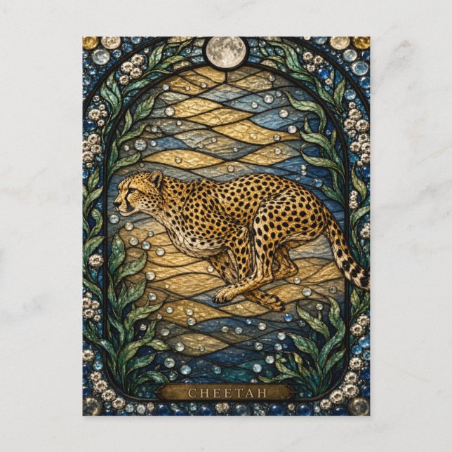 Carte Postale Guépard cuit plain vitrail Illumina (Devant)