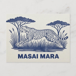 Carte Postale Guépard du Masai Mara kényan avec des lunettes de