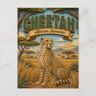 Carte Postale Guépard Savane Africaine POPCUT