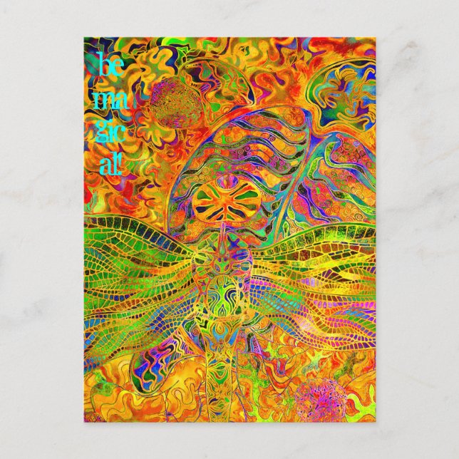 Carte Postale Guérir la libellule d'art et la tortue être magiqu (Devant)