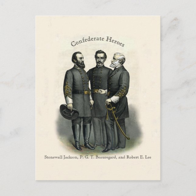 Carte Postale Guerre civile 🛡️ héros Stonewall Beauregard Lee (Devant)