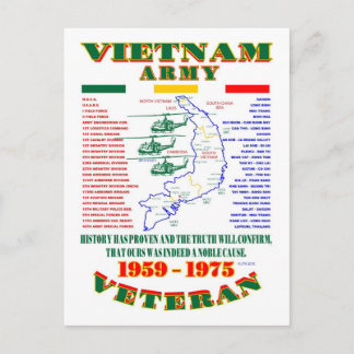 CARTE POSTALE GUERRE DU VIETNAM. VÉTÉRAN DE L'ARMÉE AMÉRICAINE