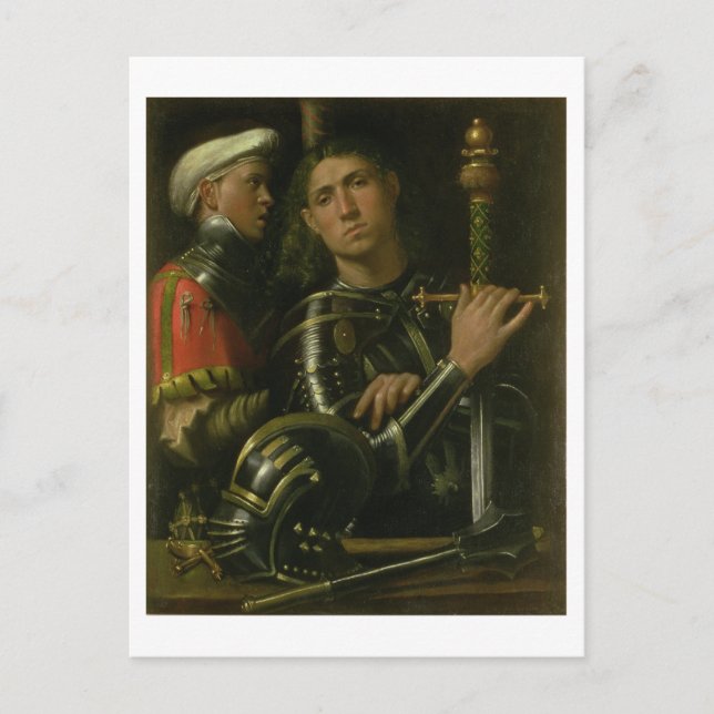 Carte Postale Guerrier avec groom (huile) (Devant)
