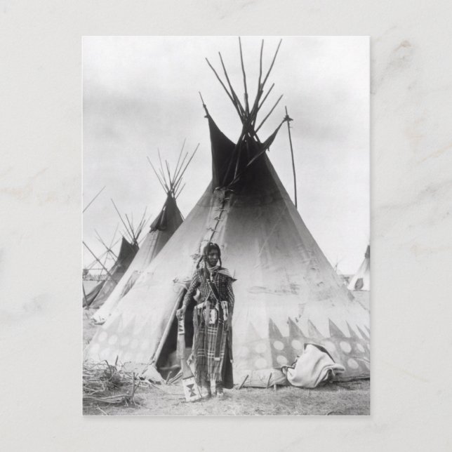 Carte Postale Guerrier Blackfoot, près de Calgary, Alberta, 1889 (Devant)
