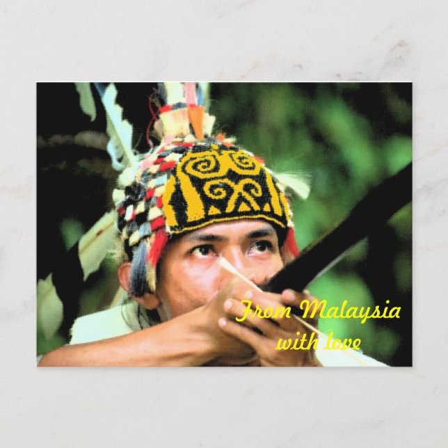 Carte Postale Guerrier Iban avec pipe (Devant)