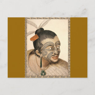 Carte Postale Guerrier maori vers 1784