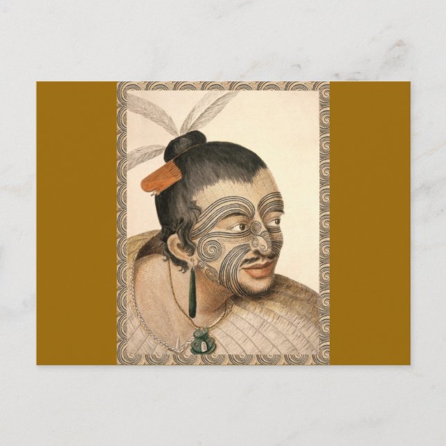 Carte Postale Guerrier maori vers 1784 (Devant)