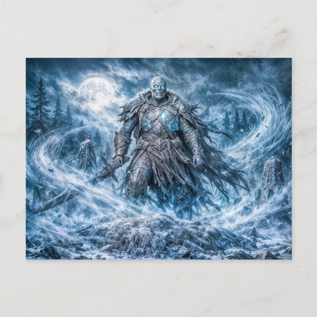 Carte Postale Guerrier mort-vivant dynamique dans une atmosphère (Devant)