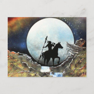 Carte Postale Guerrier solitaire sous la lune