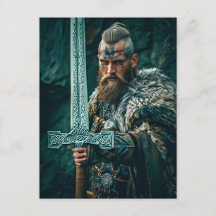Carte Postale Guerrier Viking dans une tenue authentique