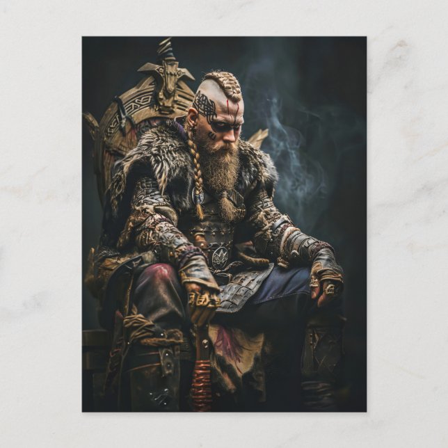 Carte Postale Guerrier Viking dans une tenue authentique (Devant)