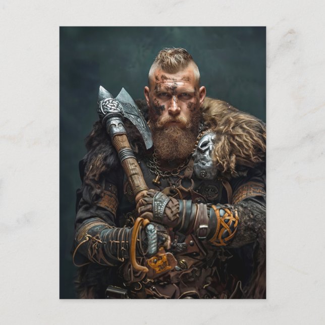 Carte Postale Guerrier Viking en tenue authentique (Devant)