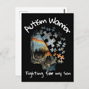 Carte Postale Guerrier vintage de l'autisme crânien combattant p