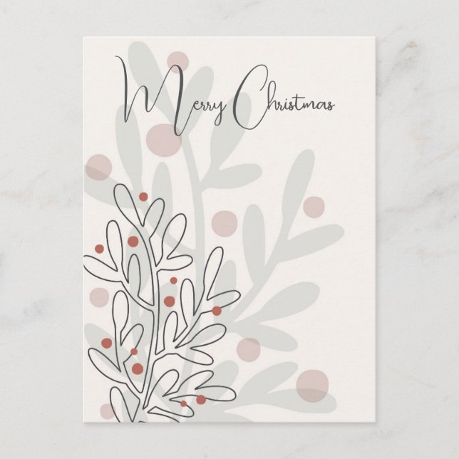Carte Postale Gui de Noël dessiné à la main florar (Devant)
