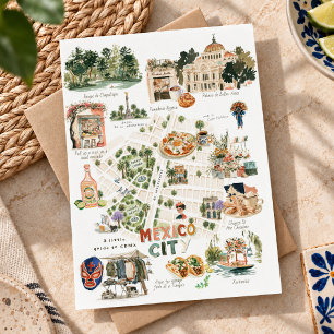 Carte Postale Guide de voyage illustré de Mexico City