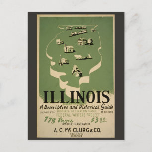 Carte Postale Guide de voyage vintage Illinois Retro