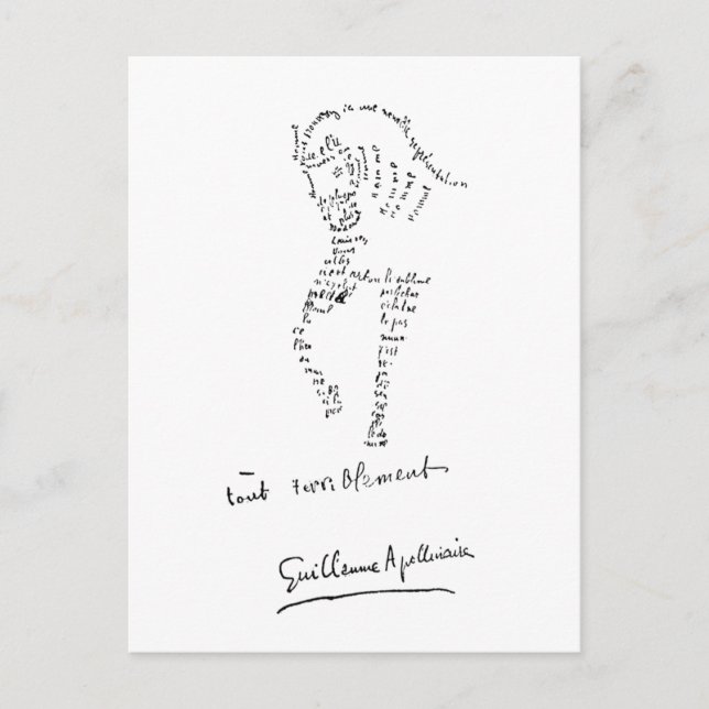 Carte Postale Guillaume Apollinaire, Calligramme Cheval (Devant)