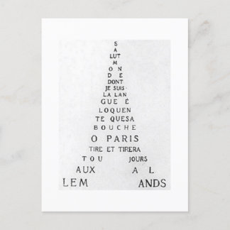 Carte Postale Guillaume Apollinaire, Eiffel Calligramme