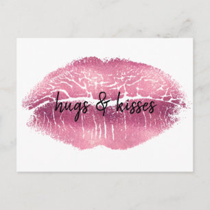 Carte Postale Guillemet personnalisé Kiss Pink Lips