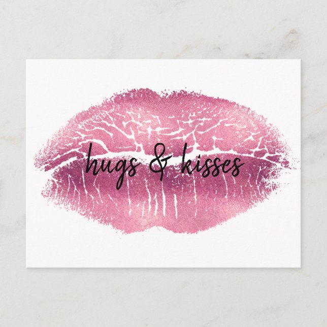 Carte Postale Guillemet personnalisé Kiss Pink Lips (Devant)