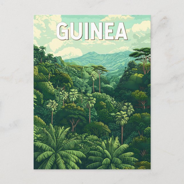 Carte Postale Guinée Illustration Voyage Art Vintage (Devant)