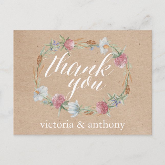 Carte Postale Guirlande de fleur sauvage sur des mercis de (Devant)