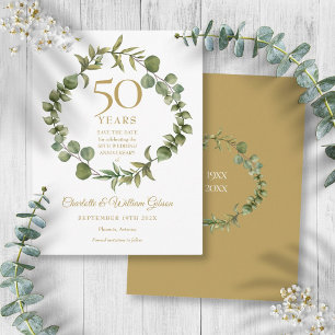 Carte Postale Guirlande de sauvegarde de date pour 50e anniversa