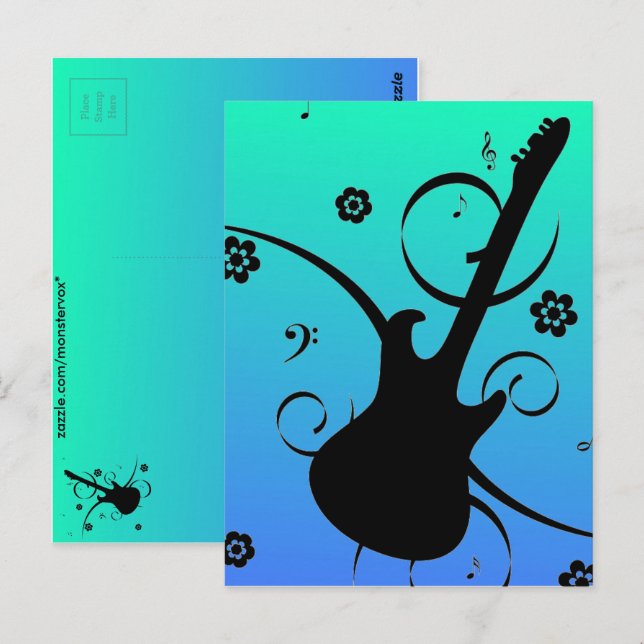 Carte postale guitare (Devant / Derrière)
