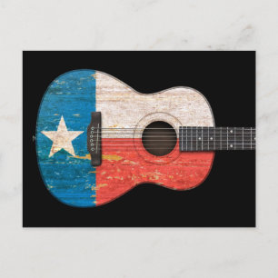 Carte Postale Guitare acoustique du Texas vieilli et porté, noir