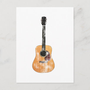 Carte Postale Guitare acoustique verticale en détresse